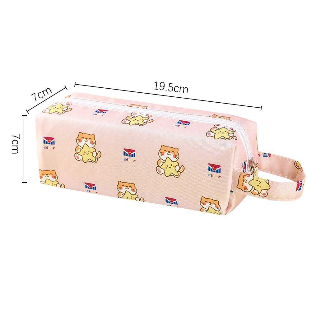 Cute Retractable Pencil Case Multi-function Pen Bag Kawaii Boba Milktea Smile Face Stationery Case Canvas Pen Holder Organizer