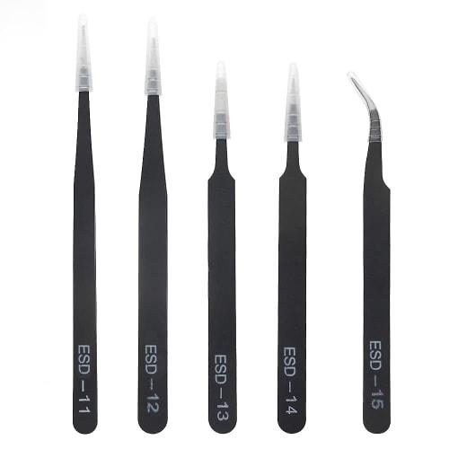 XINMEIWEN 10-Pack Precision Tweezers Set, Anti-Static Industrial Tweezers Set, Stainless Steel Tweezers Kit for Electronics Labs, Jewelry and Crafts M