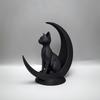 1‑Pack 3D‑Printed Minimalist Cat‑on‑Moon Figurine, Creative Desktop & Garden Ornament, Modern Home Decor, Birthday and Holiday G