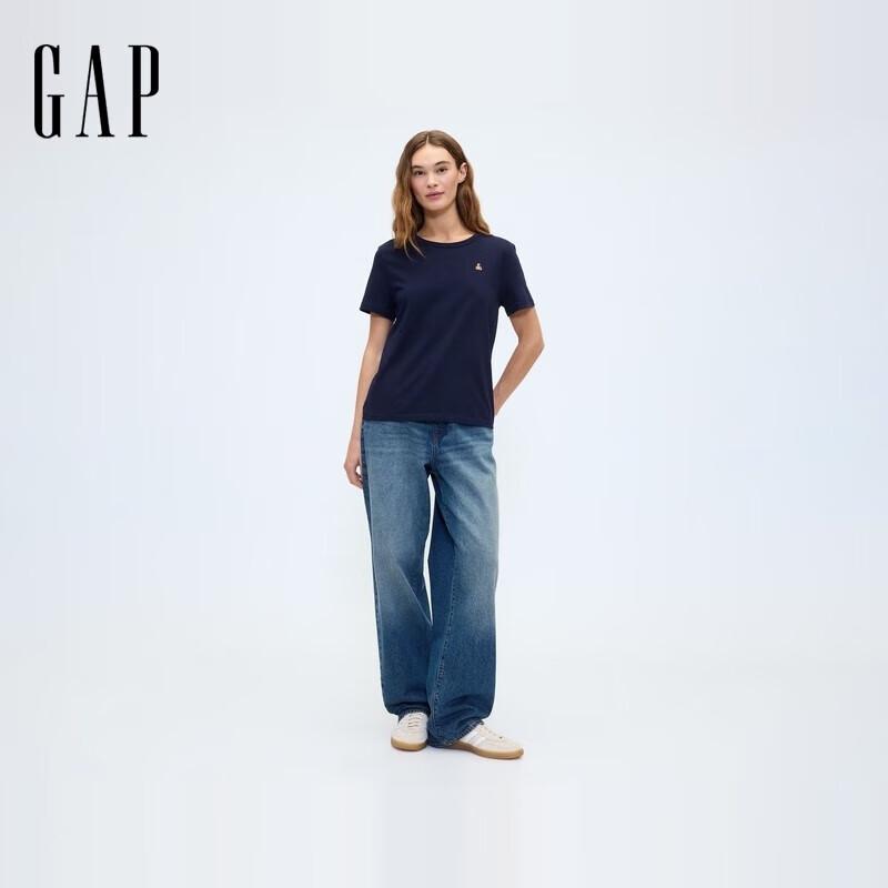 Gap Women s Embroidered Bear Loose Fit Short Sleeve T-Shirt S