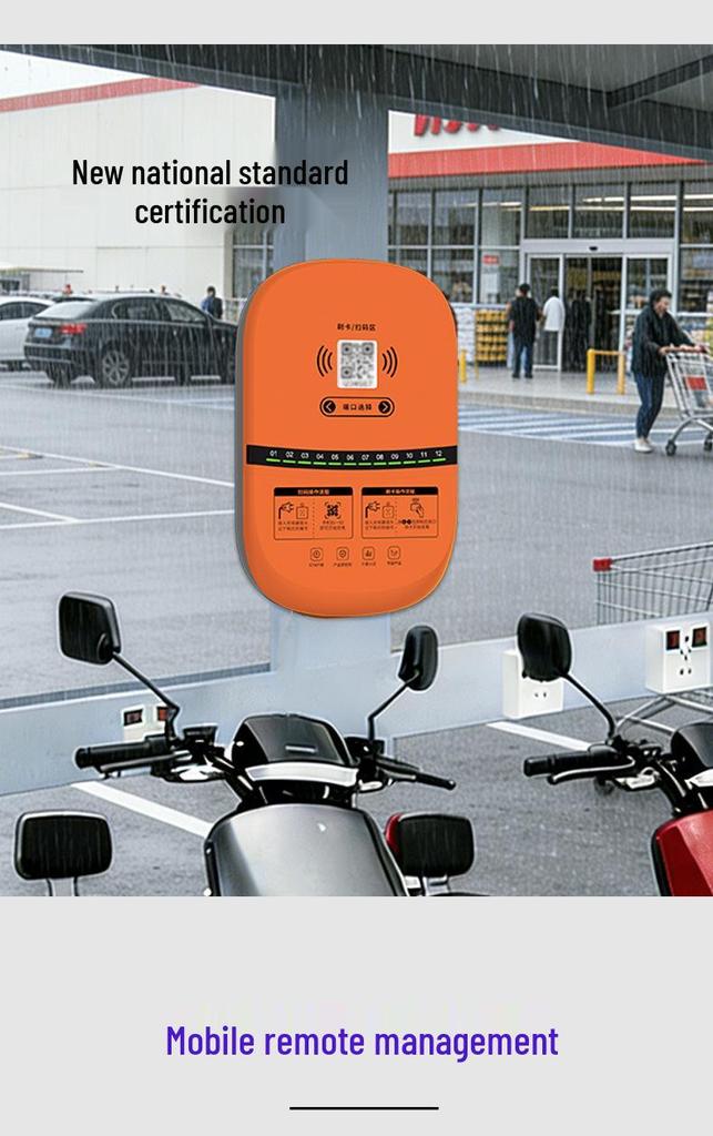 Outdoor 12-Port Smart Electric Bicycle Charging Station with Scan Code & Card Swipe