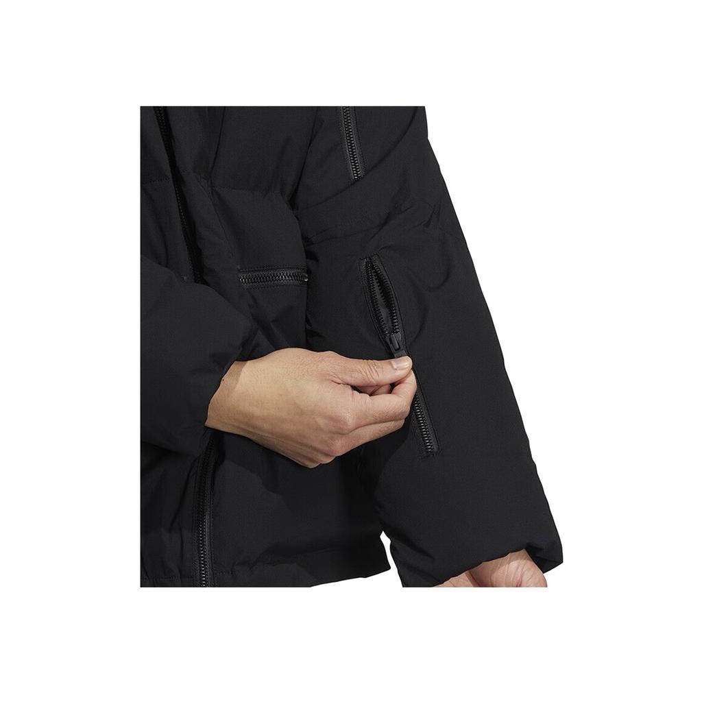 Adidas Originals Trefoil Premium Down Embroidered Logo Zip Collar Goose Down Jacket Men Outerwear Black HS7280