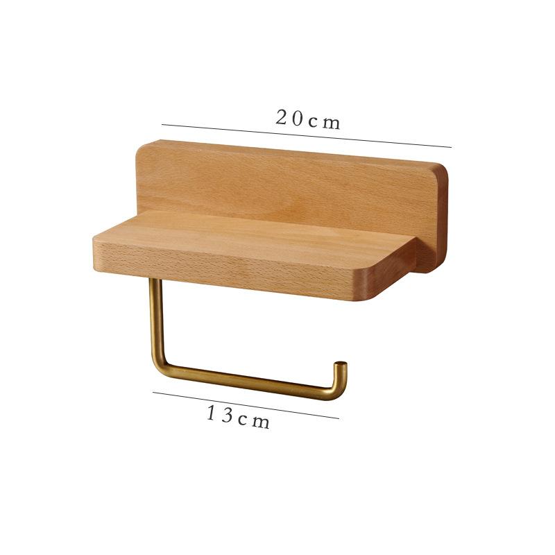 Toilet Roll Holder Brass Wood Napkin Holder Tissue Box Toilet Paper Holders Home Wall-mounted Storage Rack Paper Towel Holder
