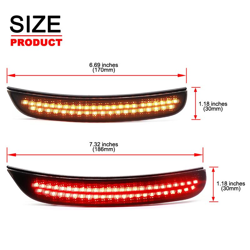For Dodge Charger 2015-2022 Clear & Smoked Lens LED Side Marker Lamp Amber Front Red Rear Side Fender Reflector Lights
