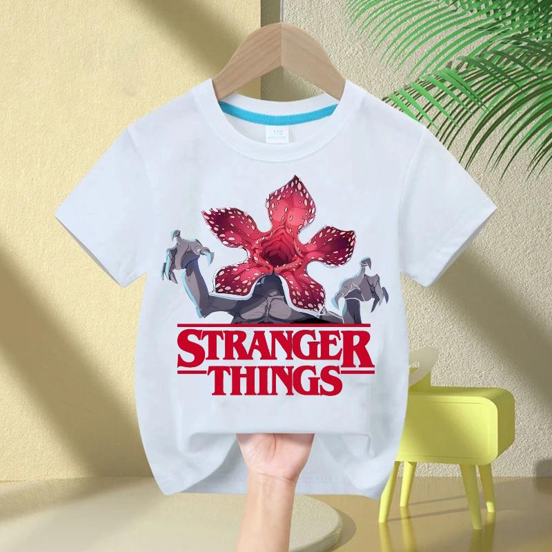 Kids 100% Cotton Luxury T-Shirt Stranger Things Demogorgon Live Graphic Short Sleeve Elegant Casual Summer Tee Tops