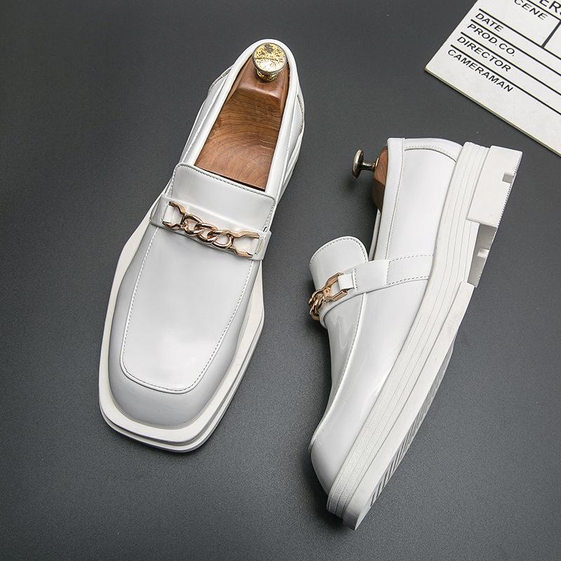 White Wedding Leather Shoes Three Joints White Leather Shoes Men's Wedding Etiquette Performance Shoes Formal Work Leather Shoes