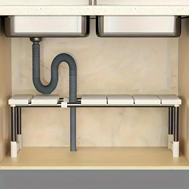 Verstellbares Unterschrank-Lagerregal, Erweiterbarer Küchen- und Badezimmerschrank-Organizer, Langlebiger, platzsparender Mehrschicht-Topfhalter