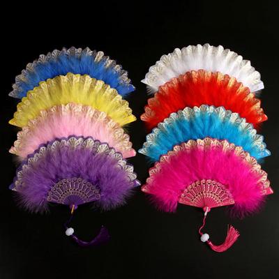 Abanico Plegable Clásico Colgante de Borla Retro Abanico Plegable de Plumas Abanico de Mano de Plumas Abanicos de Plumas para Bailar Accesorio para Fotografía ventilador