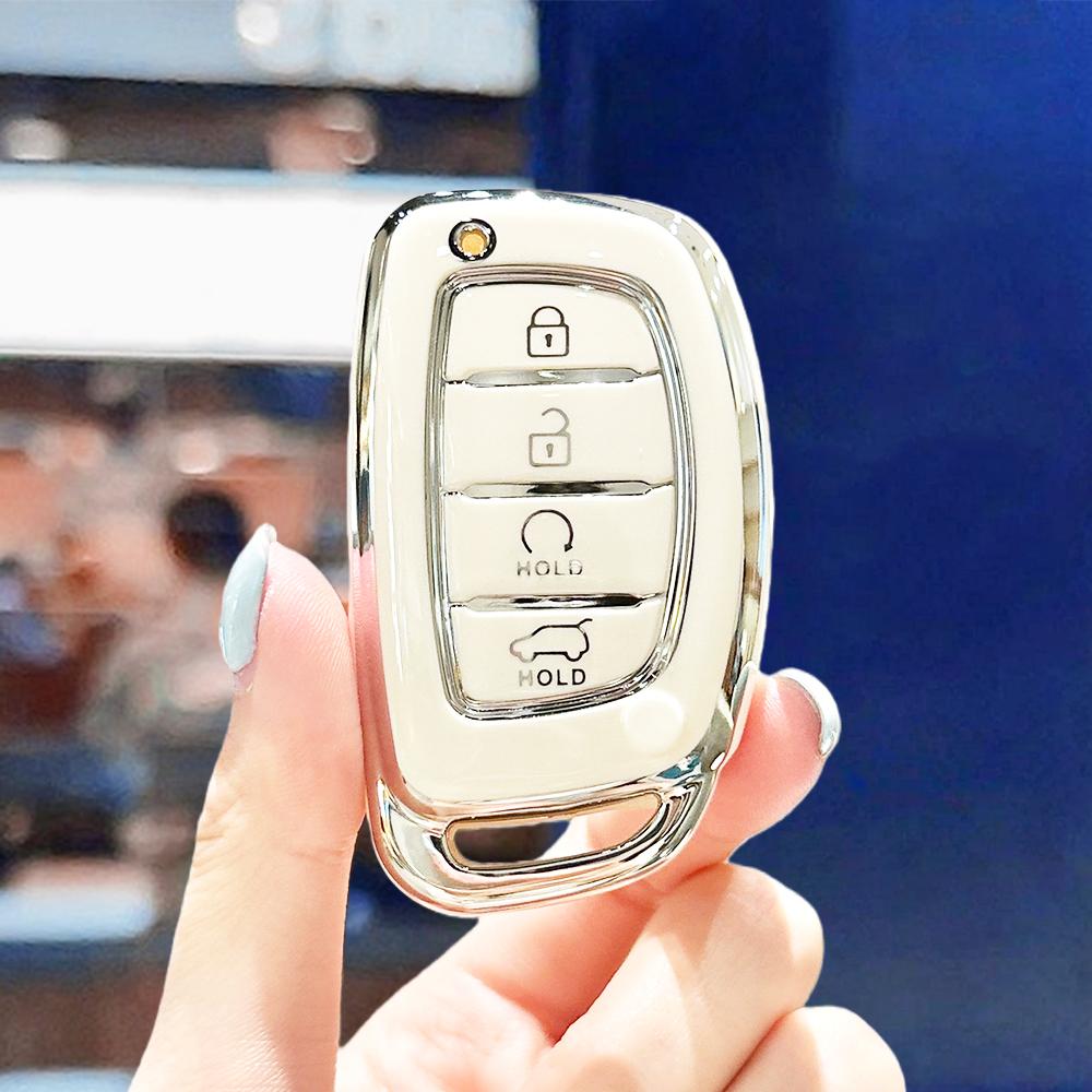 For Hyundai I10 I30 I40 Elantra Creta Ix35 Ix45 Tucson Santa Fe Rena Sonata 4 Buttons TPU Car Smart Key Case Cover Accessories