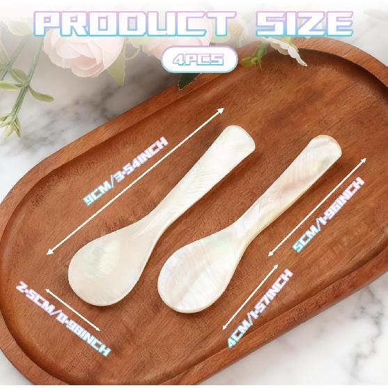 4PCS Shell Caviar Spoons - 9cm/3.54inch Mother-of-Pearl Spoons for Caviar, Yogurt, Caviar Serving Spoon, Shell Caviar Spoon Small Shells for Crafts
