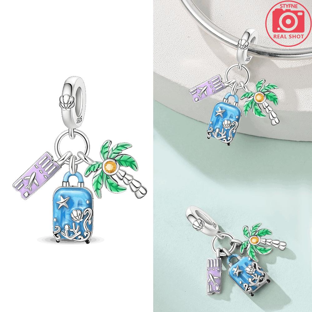 New Summer Coconut Beach Travel Ai Robot 100% Copper Charms Fit Original Bracelet Diy Jewelry Making Women Gift