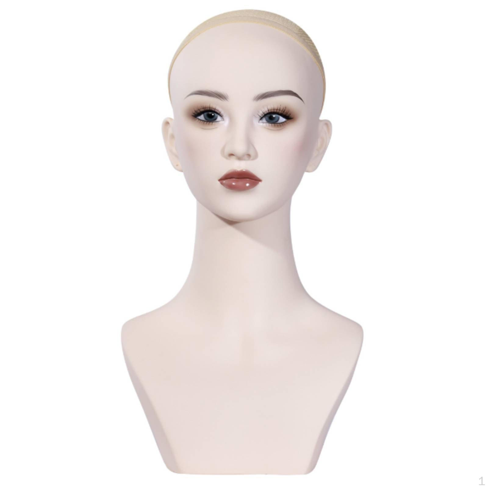 Hairpiece Display Head Realistic Face Female Model PVC Material Hat Bust for