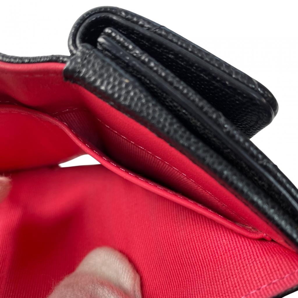 Used CHANELTri-fold Wallet Black/pink Leather Women