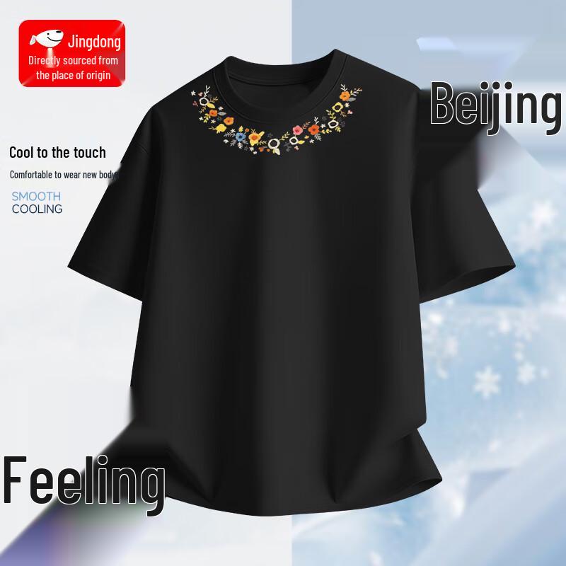 

Men s Ice Silk Floral Print Short-Sleeve T-Shirt M