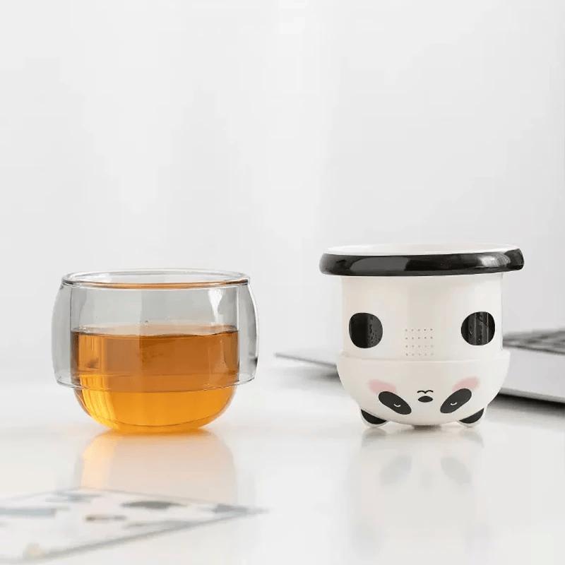 Cute Panda Ceramic Teapot with Infuser