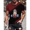 Funny Men's T-Shirts Santa Claus Christmas Oversized Short Sleeve with Snowflakes Print Red Casual O-Neck Outfit Men Clothing