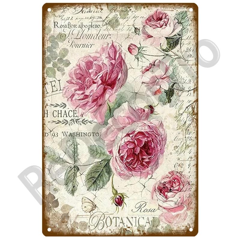 Flower Tin Sign Poster Garden Vintage Wall Poster Metal Sign Decorative Wall Plate Retro Plaque Metal Vintage Decor Accessories