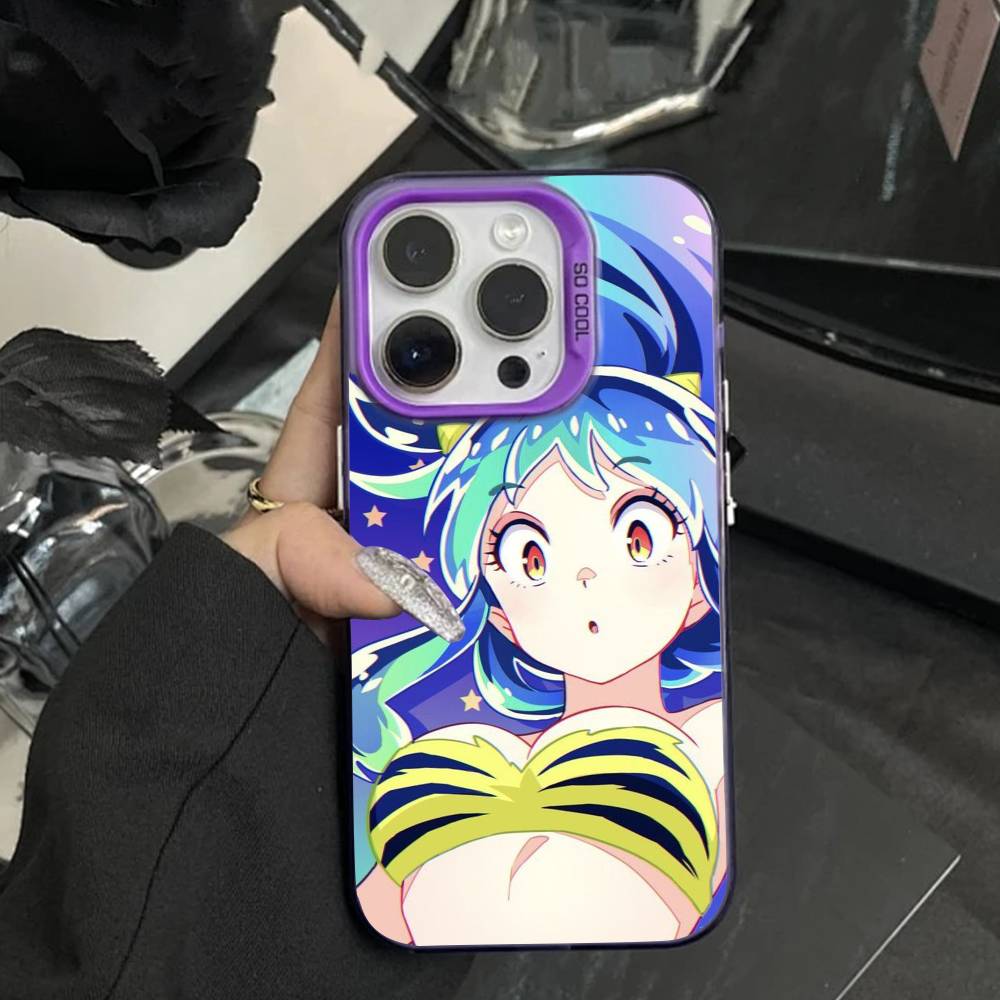 

LUM Аниме U-Urusei Y-Yatsura Чехол для телефона For iPhone17, 16,15,14,13,12 Pro Max Черный Конфетный Матовый Ударопрочный Чехол iPhone15promax