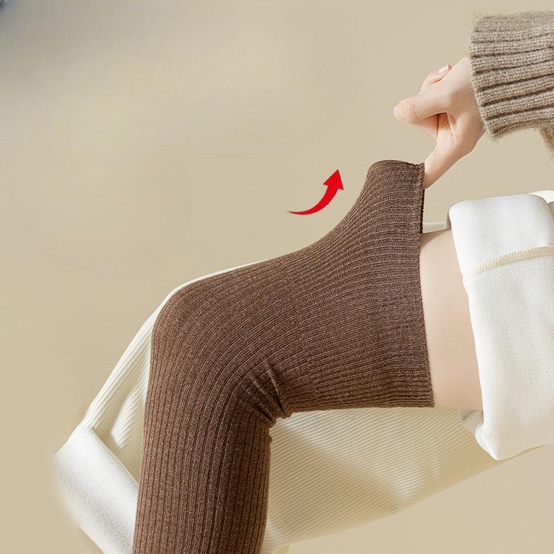 Wool Knee-high Socks with Glue, Anti-slip, Thickened, Warm High-top Socks, College Style Leg Beauty Socks for Autumn and Winter