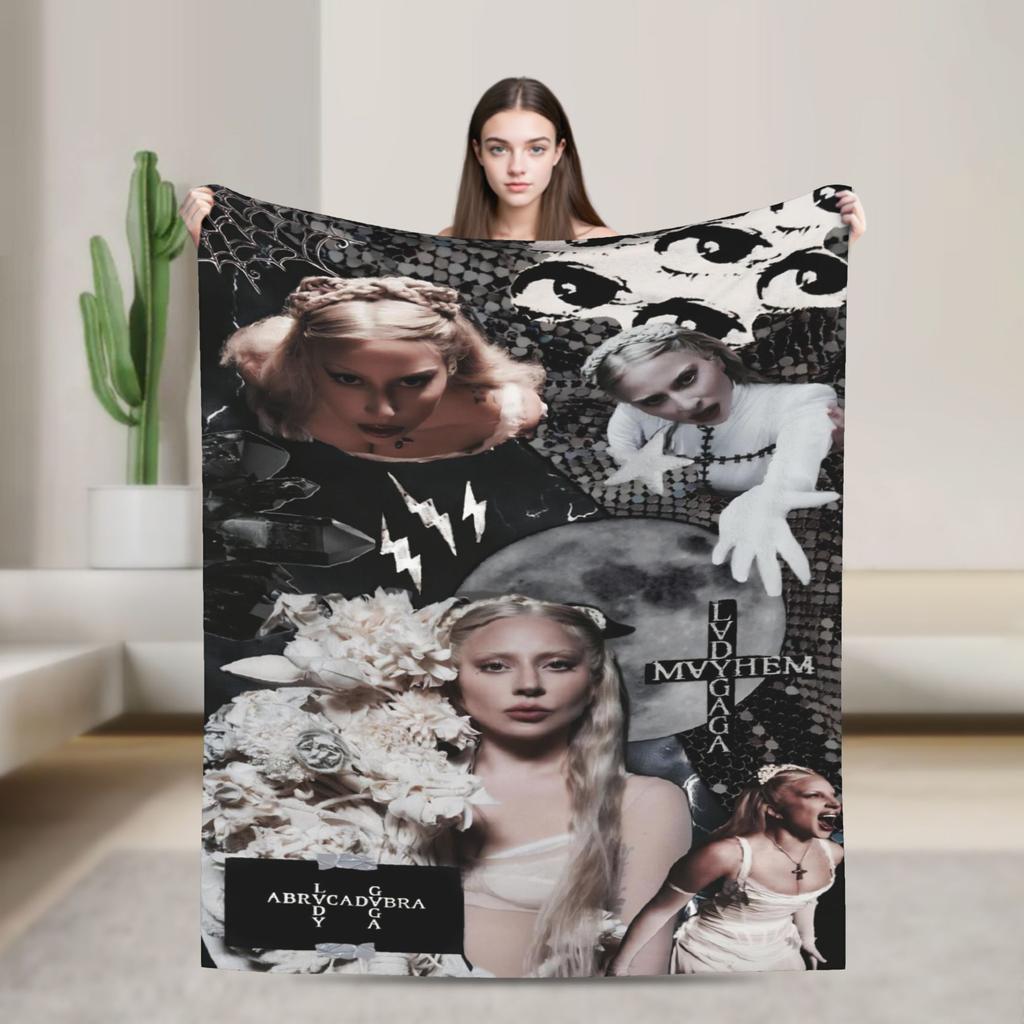Lady Gaga Mayhem Album Super Warm Blanket Travel Plush Throw Blanket Novelty Couch Chair Flannel Bedspread Sofa Bed Cover