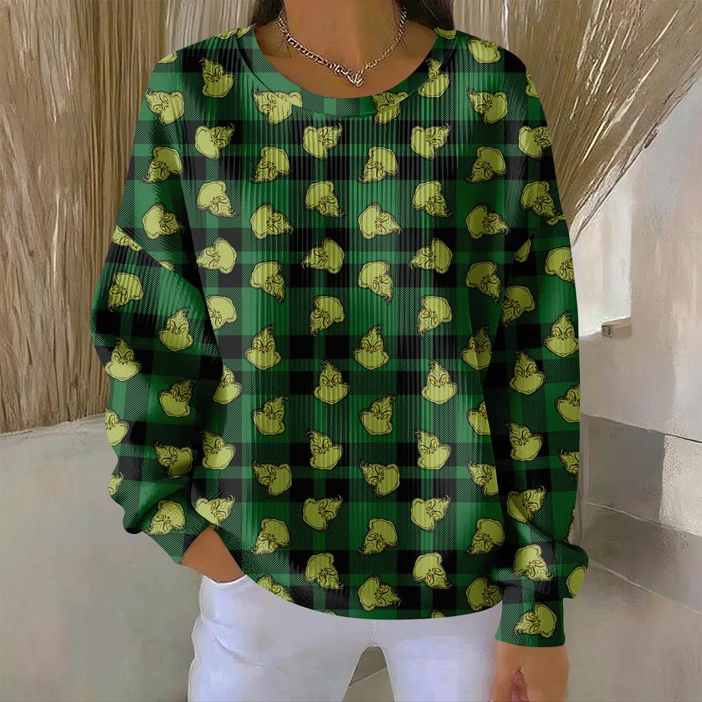 Women's Loose Comfortable Casual And Fashionable Round Neck Pattern Long Sleeved Sweatshirt