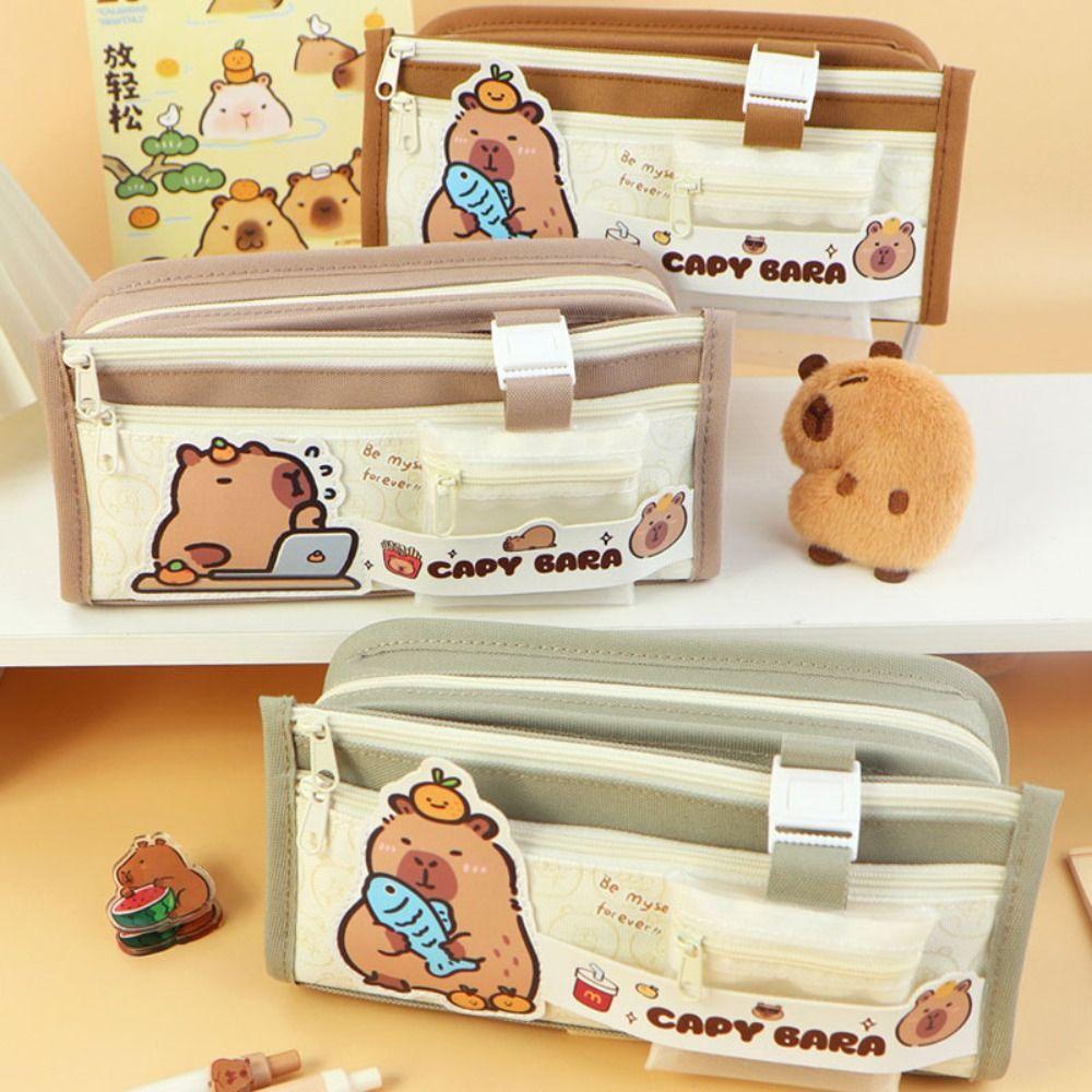 Large-capacity Capybara Pencil Case Storage Box Capybara Pencil Bag Capybara Pen Pouch  Stationery