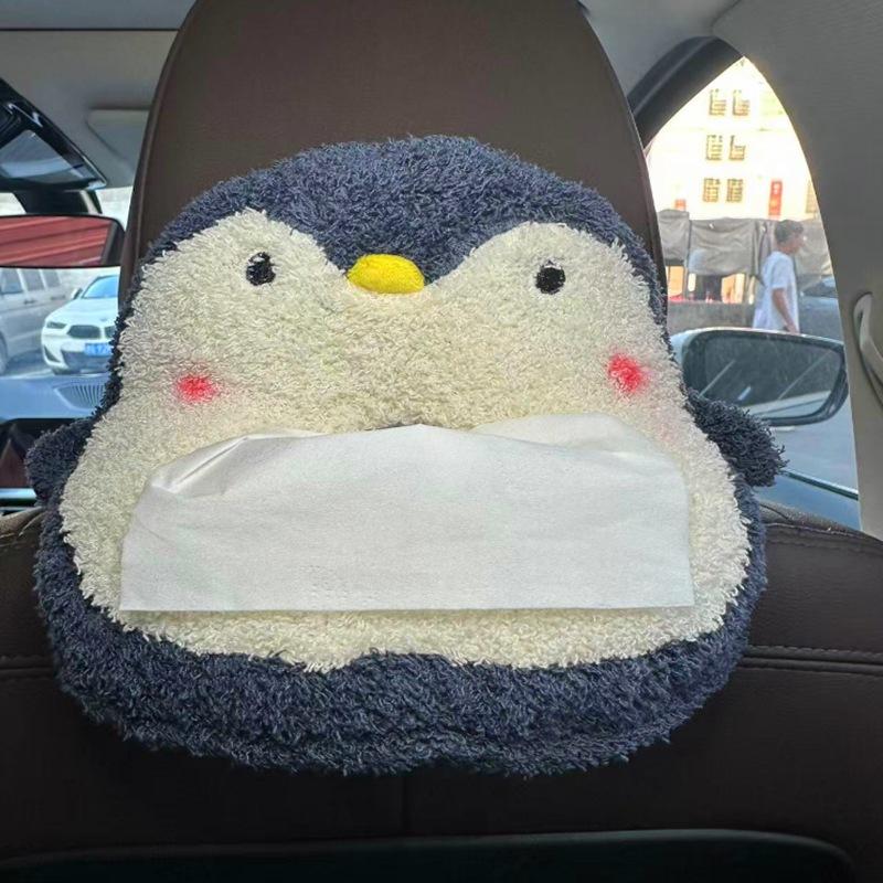 Car Seat Back Armrest Box Tissue Boxes Bag Car Tissue Box Cute Plush Animals Napkin Tissue Paper Holder Portable Drawer Box
