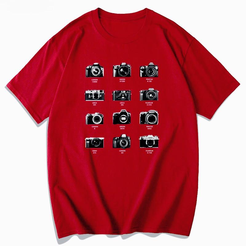 2025 Summer New Trendy Camera Collection Printed T-shirt cotton loose short-sleeved men s and women s fashionable top 3XL
