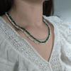 Silver Necklace with Natural Baroque Pearls, Green Jadeite, Product Weight 17.77 G (2185123)