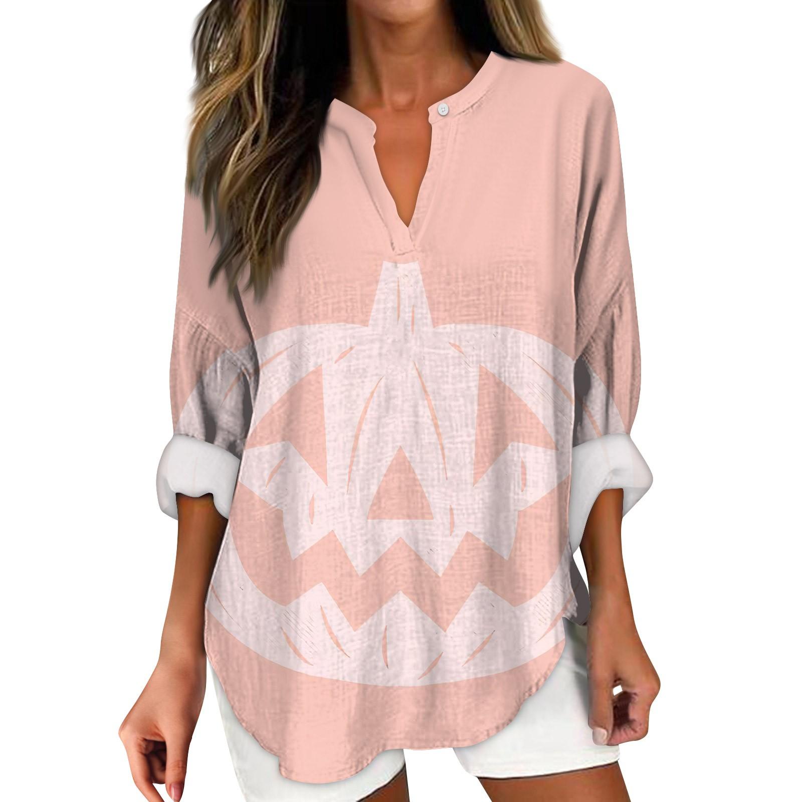 

Женские модные повседневные женские топы с v-образным вырезом и заниженными плечами и принтом на Хэллоуин XL