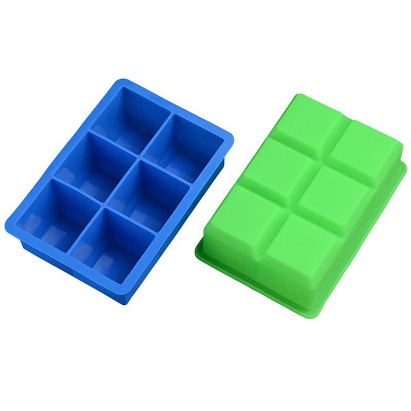 6 Grid Ice Tray Mold Large Diy Food Grade Silicone Ice Cube Square Tray Mold