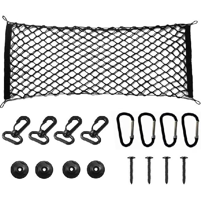Truck Bed Cargo Net Nylon Universal Heavy Duty Truck Storage Mesh Pouch Pickup Cargo Organizer Trunk Mesh Cargo Net (51X18 Inch)