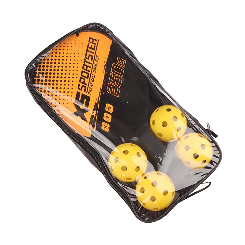 Профессиональный набор для пиклбола 2 игрока Деревянные ракетки 4 мяча Ракетки для пиклбола Наборы мячей Портативная сумка оранжевый