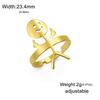 Dreamtimes Smiley Face Figurine Sign Language Rings for Women Men Adjustable Opening Stainless Steel Finger Stickman Couple Ring