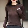 Crew Neck Sweater Women'S Autumn And Winter New Wool Pullover Bottoming Shirt Top Wear Versatile Long-Sleeved Bead Knitted Sweater