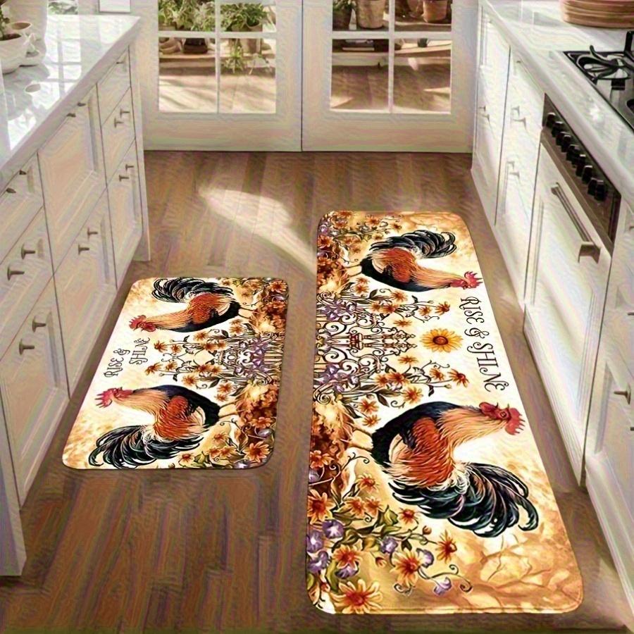 1 Stück Hahn Muster Fußmatte Modern Küche Polyester Teppich Rutschfest Bunt Innen Teppich, Für Zuhause Badezimmer Schlafzimmer Wohnzimmer Deko