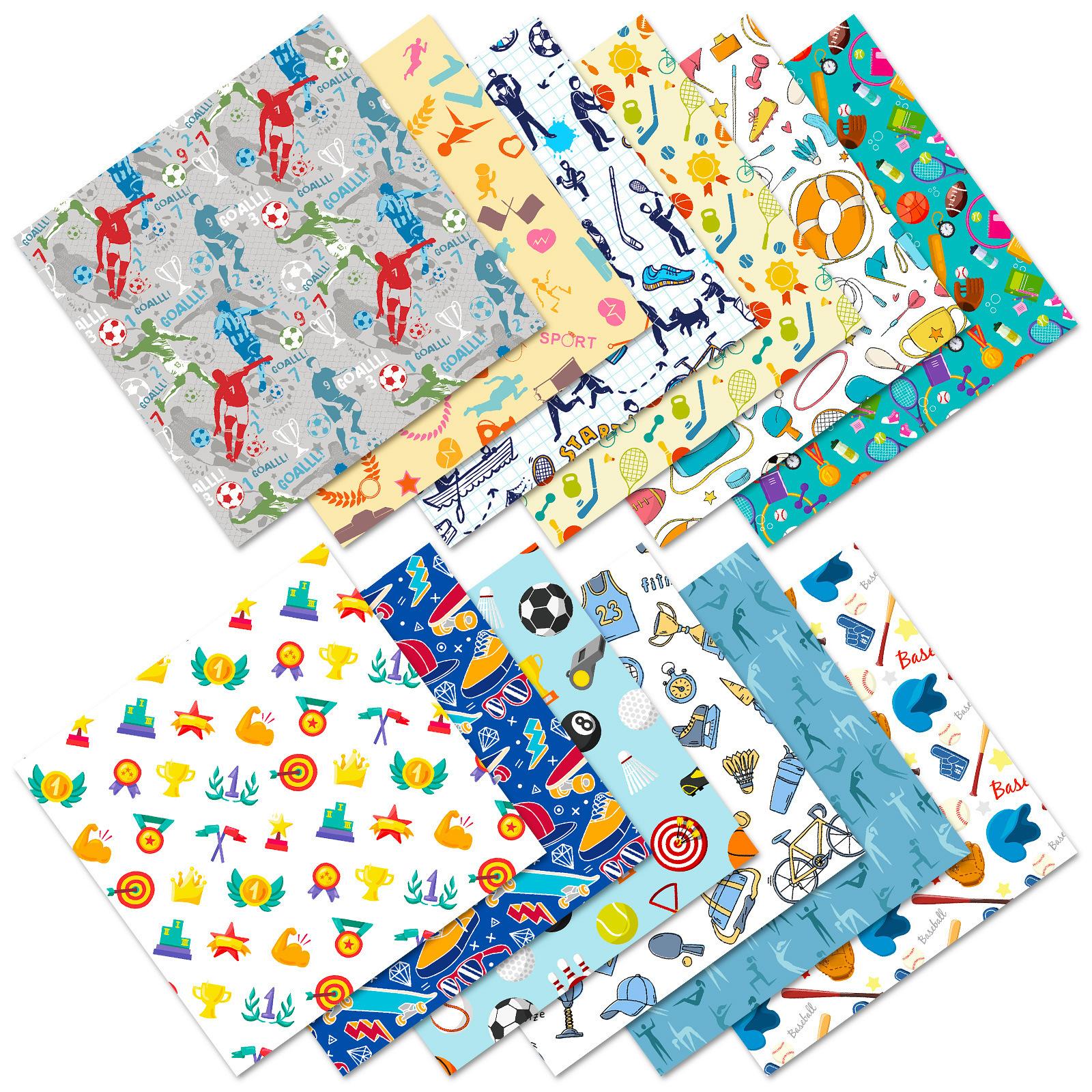 

12 Sheets/Pack Sports Theme Background Hand Account Scrapbook Ball Material Paper Backing Paper 15*15CM
