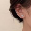 Versatile Blue Diamond Flower Stud Earrings for Women - Fresh, Trendy, Light Luxury