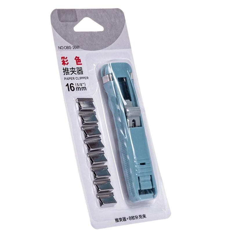Manual Plastic Paper Clamp Dispenser with 8 Metal File Cllip Refills For Efficient Paper Archival Document Management