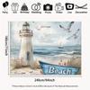 2D Flat Printing Rustic Lighthouse Beach Backdrop "Beach" Sign Nautical Background