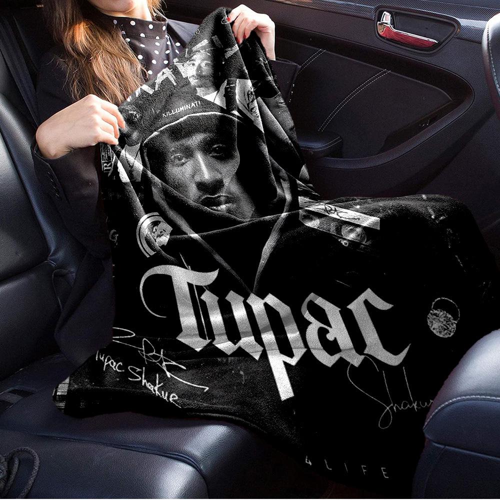 1pc Rap,Legend,Hip Hop Print Flannel Blanket Suitable for All Seasons, Perfect for Home, Travel, or Camping 48