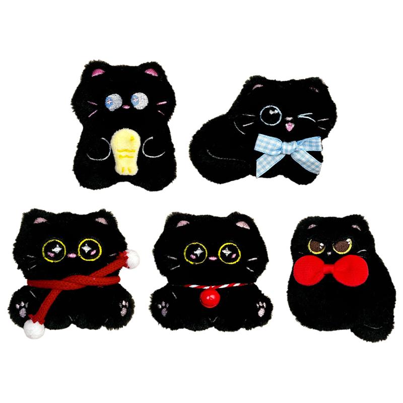 Lovely Black Cat Plush Toys Keychain Kawaii Stuffed Animal Keychain Pendant Creative Backpack Decoration Accessories Gifts