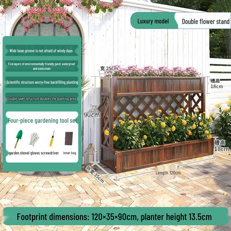 Nuoshuer Outdoor Solid Wood Planter Box with Partition