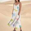 Women's Casual V Neck Floral Print Sleeveless Pocket Suspender Dress