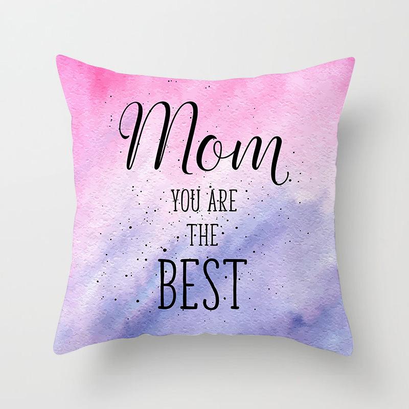 New Mother's Day Text Love Pillow Cover Peach Skin Polyester Print Pillow Cushion Cover