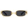 European and American style retro square sunglasses women's super cool small frame narrow personality seaside UV protection sunglasses
