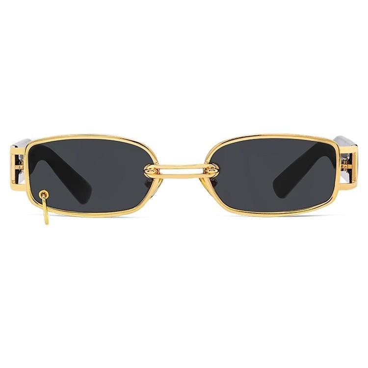 European and American style retro square sunglasses women's super cool small frame narrow personality seaside UV protection sunglasses