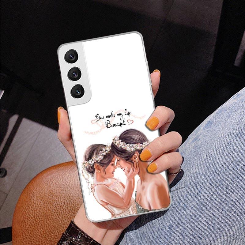 Mom Baby Girls Phone Case For Samsung Galaxy S24 S25 Edge S26 Ultra S23 S22 S21 Plus S20 FE + Personalized Print Cover Galaxy S2