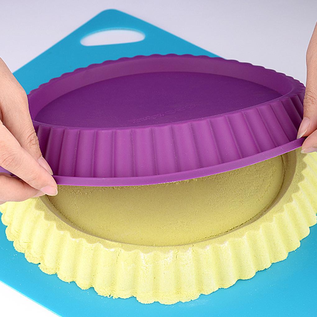 Stampo Rotondo per Pizza da 10 Pollici in Silicone Bordo Pizzo Teglie da Forno Fatto a Mano Vassoio per Pane Biscotti Sottile Stampo per Torta Gadget Utensili da Cucina