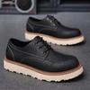 Outdoor Height Increasing Shoes Men Low-top Retro Casual Shoes British Style Work Boots Low-top White Sole Leather Shoes Sneaker